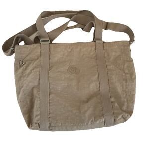 Kipling Asiena Travel Tote Medium Bag Crinkle Nylon Caffelatte Strap & Handles